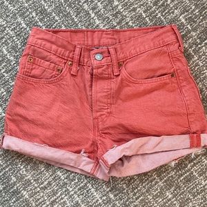 Levi's 501 Pink Cuffed Jean Shorts